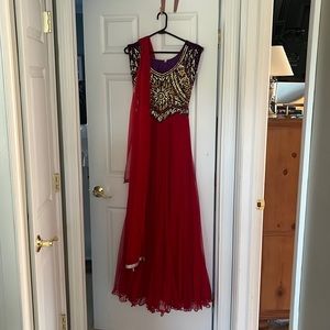 Authentic Indian Red and Purple Saree/Sari